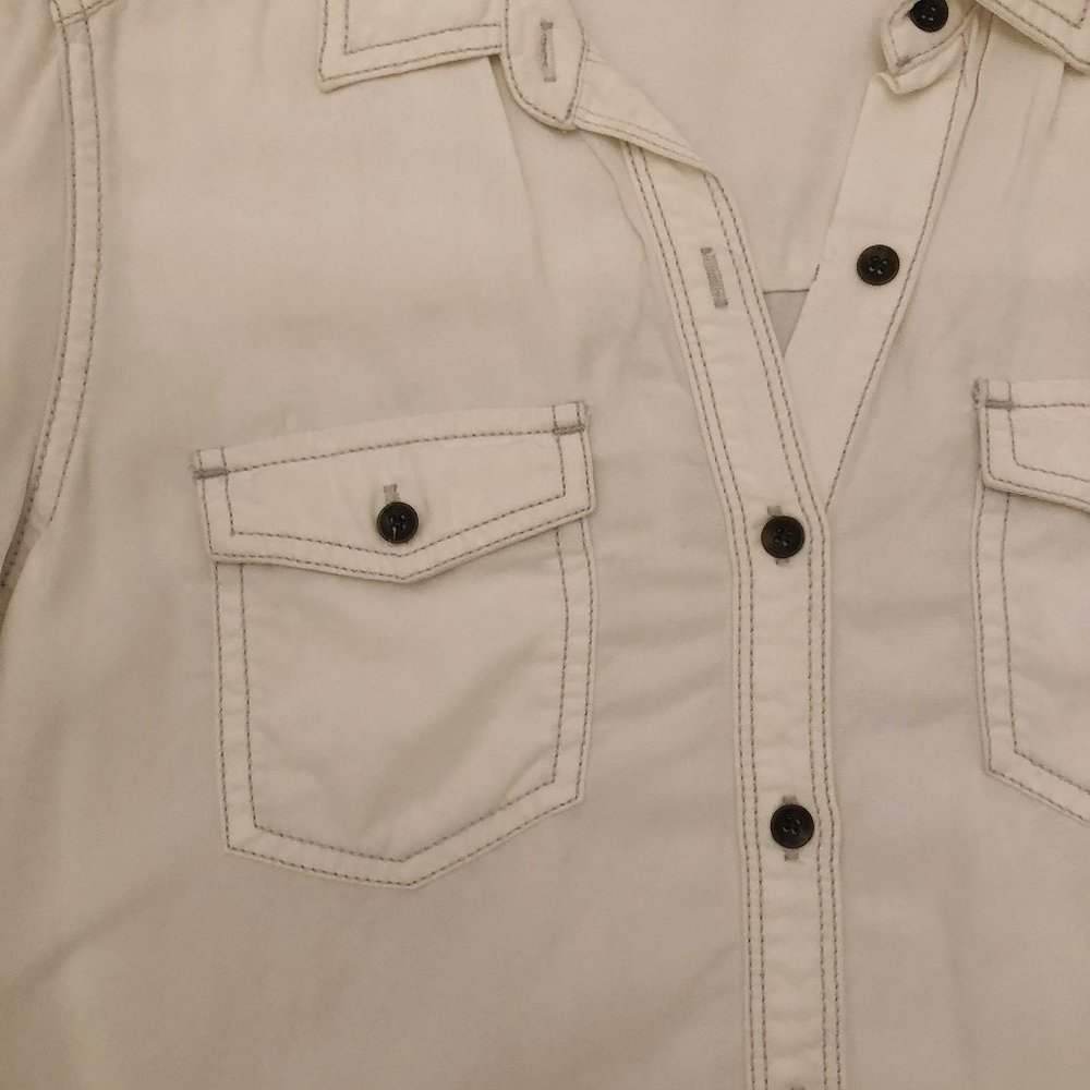 Halogen White Button Down Long Sleeve Top Small - Picture 5 of 8